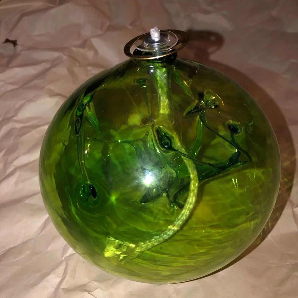 Hand blown glass oil lamp - Picture 3 of 3